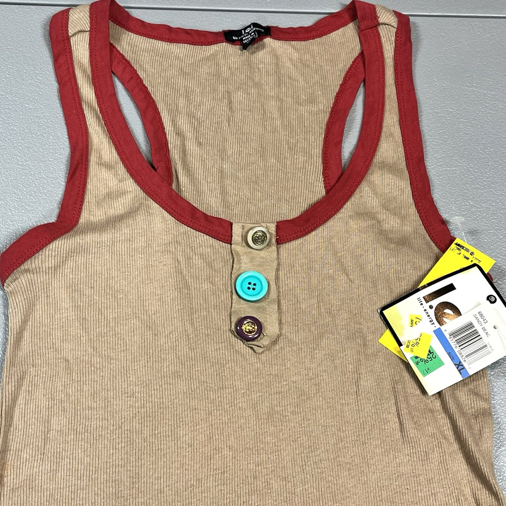 Y2K vintage LEI XL Tank Top Layered Embellished Buttons Beach NOS New with tags